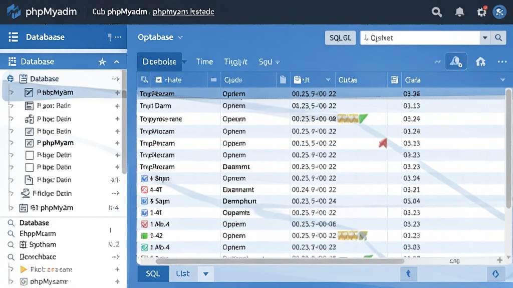 phpMyAdmin�������ͼ��չʾ������ݿ��б����Ҳ�������������ɫ���������������岼���������ִ���ƽ����Ʒ�񣬽���������Ϊ��ɫ����ͻ�����ݱ�����SQL��ѯ��ť�����ʸɾ����޶���Ԫ��