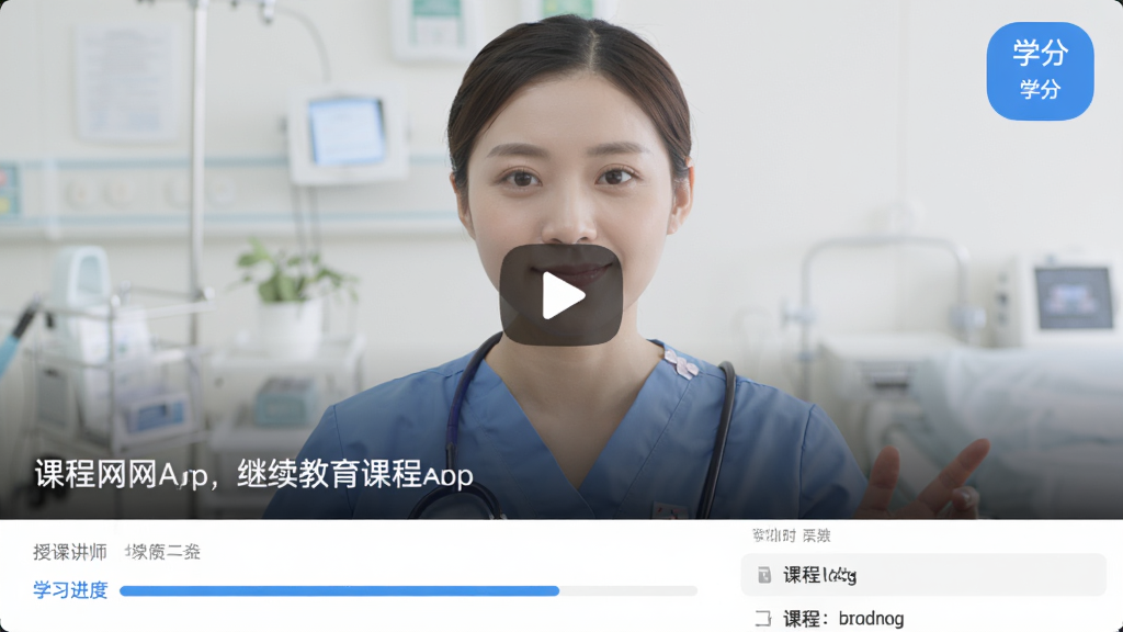 ��ʿ��App�ļ��������γ̲���ҳ�棬��Ƶ����ռ����Ļ�ϰ벿�֣��·���ʾ�γ̱��⡢�ڿν�ʦ��ѧϰ�������Ϳ�ʱ�б������Ͻ���ѧ�ֱ�ʶ����������ɾ���������ɫ�������������޶���Ԫ��