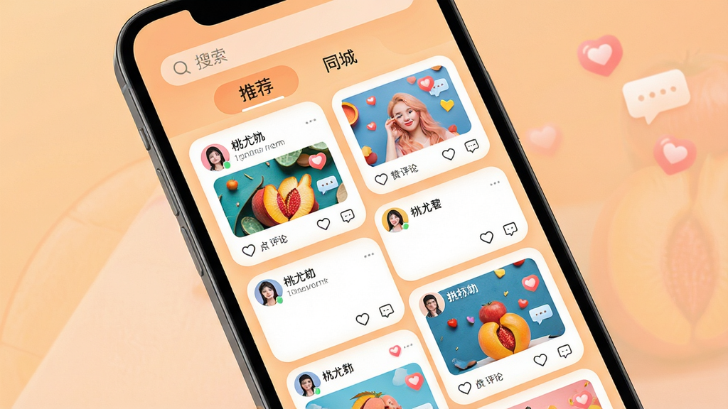 ���壺�ֻ���Ļչʾ���ȵĶ�̬����ҳ�棬�����С��Ƽ����͡�ͬ�ǡ���ǩ���·���ͼƬ�����ֶ�̬��Ƭ�����֣��ٲ������֣����ſ�Ƭ�������£�ÿ�ſ�Ƭ�����û�ͷ���ǳơ���������ͼ�͵�������ͼ�ꡣ�Ű棺��ƬԲ����ƣ�����Ϊǳ��ɫ���䣬��������������񣺻������죬�罻��ΧŨ��ϸ�ڣ���̬ͼƬɫ�ʷḻ���а��ĺ���������Сͼ�ꡣ���ʣ����壬�ɾ����޶���Ԫ�ء�