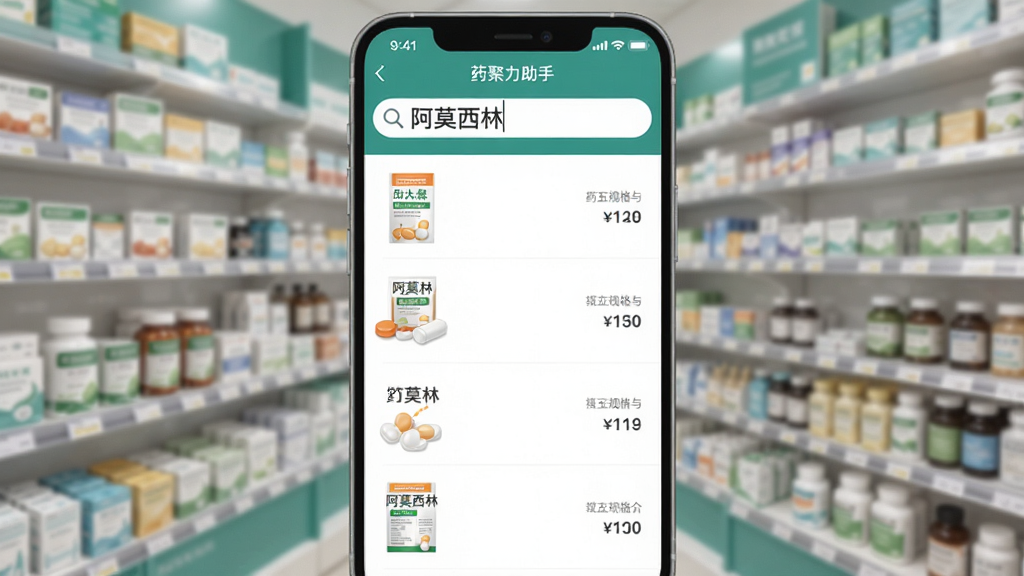 ҩ��������APP��ҩƷ�������棬��Ļ��ʾҩƷ�б���ÿ�а���ҩƷͼƬ�����ơ������۸����������С���Ī���֡����֣�����Ϊģ����ҩ����ܣ��������ƽ������ϸ�ڷḻ�����ʸɾ����޶���Ԫ�ء�