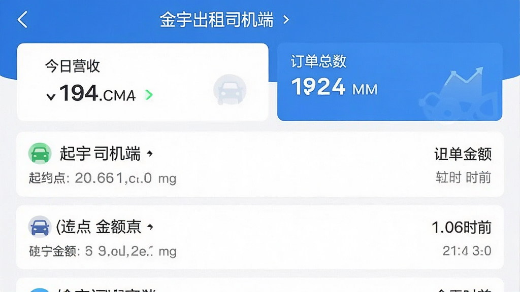 һ���ֻ�App�����ͼ��չʾ'�������˾����'�Ķ����б�ҳ�棬ÿ��������ʾ���յ㡢��ʱ�䣬�б��Ϸ���'����Ӫ��'��'��������'���ݿ�Ƭ���������������ɫ����Ϣ�ܶ����У��������ֱ�ۣ�����ΪUI���ͼ��񣬻��ʸɾ����޶���Ԫ��