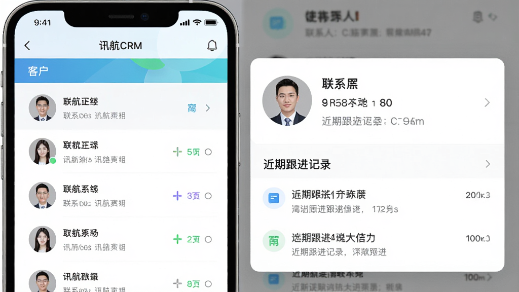 һ�š�Ѷ��CRM���ֻ�Ӧ�ý���ĸ����ͼԤ��ͼ������ǿͻ��б����Ҳ൯���ͻ����鿨Ƭ����Ƭ������չʾ��ϵ����Ϣ�ͽ��ڸ�����¼��������Ƽ���ִ���ɫ�ʴ������ʣ�ǿ�����ݿ��ӻ��������ԣ����ʸɾ���