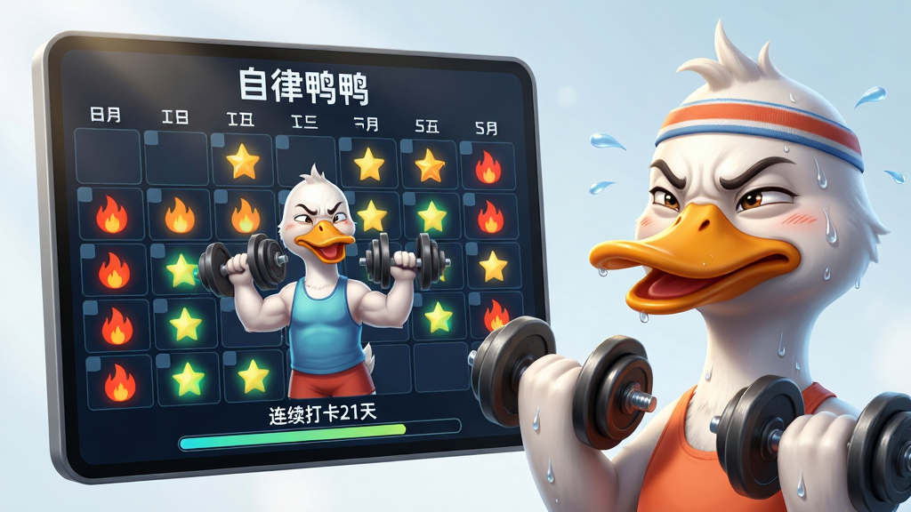 ���壺һ�����������������������沼���˲�ͬ��ɫ�Ĵ�����ͼ��ǣ�������ʾһֻ�������˶��������Ѽ�ӡ����֣�������ռ�ݻ����������֮�����Ҳ�ΪѼ�ӵİ�����д������ͷ������Ŭ�����Ű棺�����Ϸ��С�����ѼѼ�����������ڸ�����ʾ���������ͼ�꣬��Ļ�·��С�������21�족�����������дʵ��廭��ϣ������������Ƽ�������ܰ�в��档ϸ�ڣ������ϵĺ�������ǿ�ȴ��գ�Ѽ�ӵĺ�ˮЧ�������ɼ������ʣ���ϸ��Ⱦ�������������޶������ұ�����