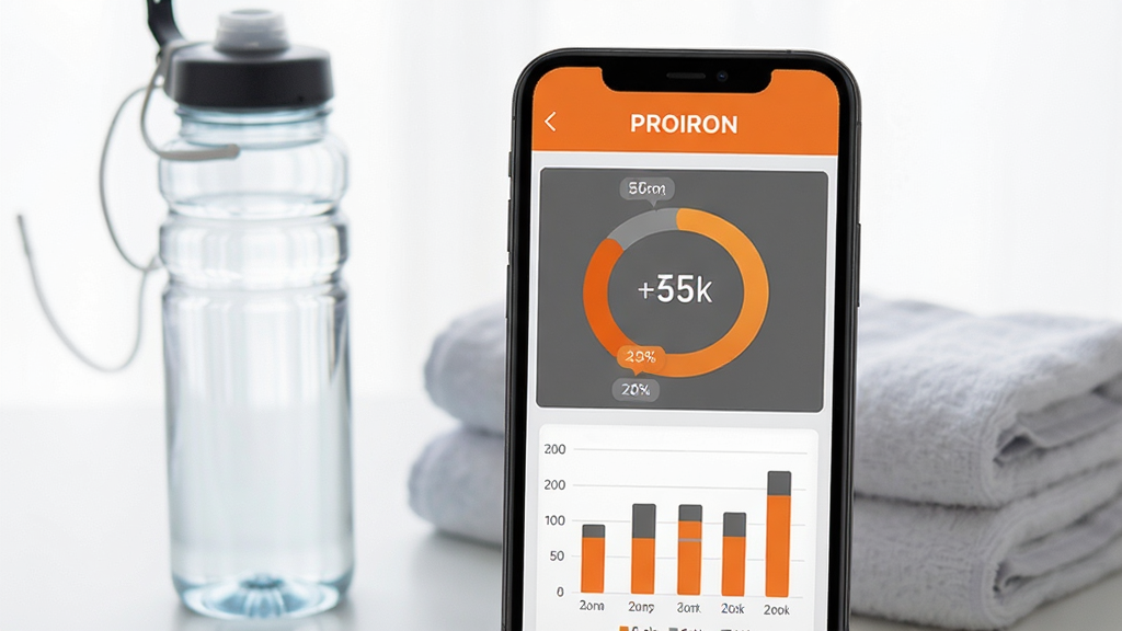 PROIRON����ͳ�ƽ��棬�ֻ���Ļչʾ���ο�·��ͼ������״ͼ������Ϊ�˶�ˮ����ë����������óȻ���ɫ�����ݱ�ǩ����������������࣬�޶���Ԫ��