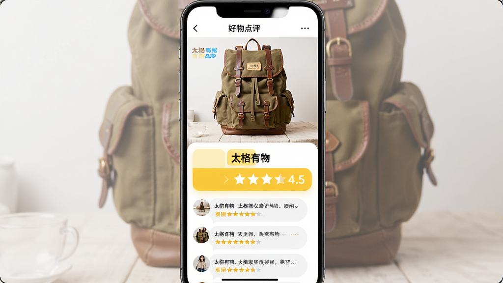 ���壺̫������APP�ġ����������ҳ�棬չʾһ��ű������������û����֣���������Ϊ4.5���·��ж����û��������ݡ����֣��ֻ�����ȫ��չʾ���Ϸ�Ϊ��Ʒ��ͼ���в�Ϊ��̫��������������·�Ϊ�������б����Ű棺���򲼾֣���Ϣ���������������û�ɫ������ע����񣺼�Լ�ִ�UI����ɫ������Բ�ǿ�Ƭ�������Ӱ��ϸ�ڣ���ƷͼƬ�������������ּ����ʵ��ͻ����̫������롰���֡����������ʣ���������ͼ��������Ԫ�أ�ɫ�����졣