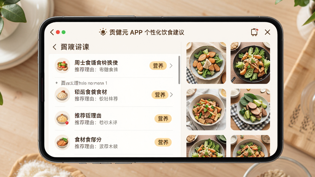 ��������Ϊ����ԪAPP�ĸ��Ի���ʳ����ҳ�棬��Ļ��չʾһ��ʳ����ʳ���Ƽ������ֲ������ҷ��������Ϊ�����б����Ҳ�Ϊʳ��ͼƬ�����Ϊ��ů��������ϵ��Լ�磬ϸ�ڰ����Ƽ�������Ӫ����ǩ�������������ɾ����޶���Ԫ�ء�