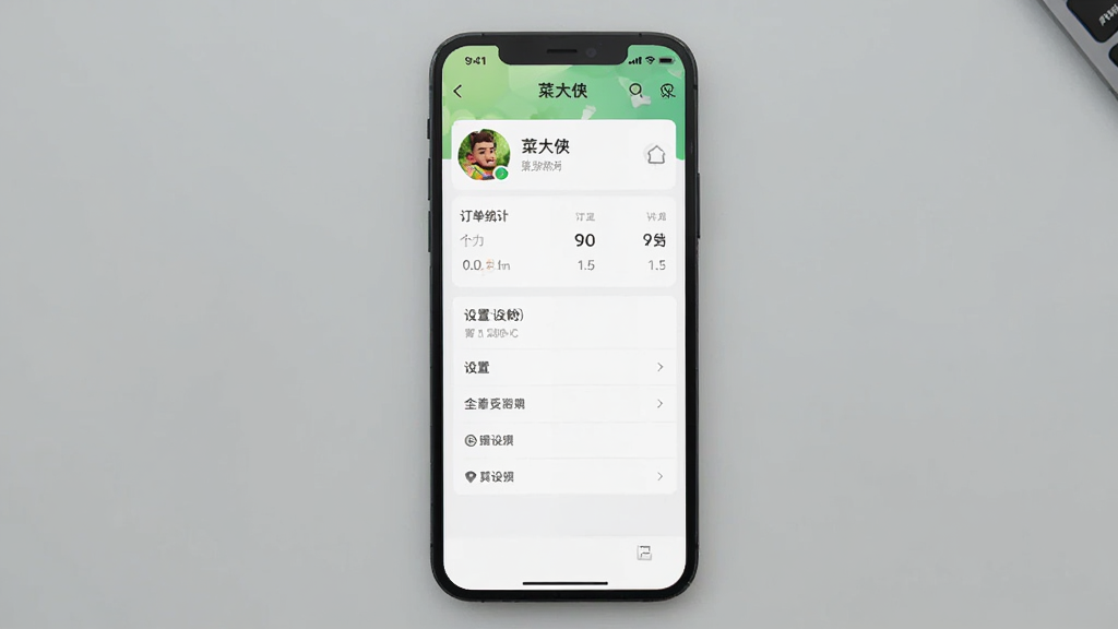 �����ֻ���ͼչʾ�˴���App�ġ��ҵġ�ҳ�棬ҳ���������ͷ�񡢶���ͳ�ơ����ò˵���ģ�飬����Ϊǳ��ɫ���棬�ֻ���Ļ������ʾ
