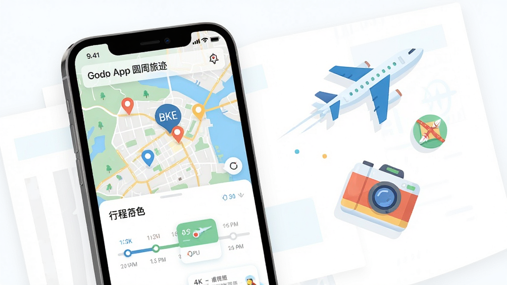 ���壺�ֻ�չʾԲ���ü�APP���棬��Ļ���������ĳ��е�ͼ�;����ǵ㣬�·����г�ʱ���ᡣ���֣��ֻ�λ�ڻ�������ƫ���Ҳ���Ư��������Ԫ����ɻ������ͼ�ꡣ�Ű棺��־������׳��㡣����ִ���ƽ���廭��ɫ���������¡�ϸ�ڣ���ͼ�ϱ�ע��Բ���ü����������г̿�ƬԲ�󡣻��ʣ�4K���壬�ɾ����޶���Ԫ�ء�