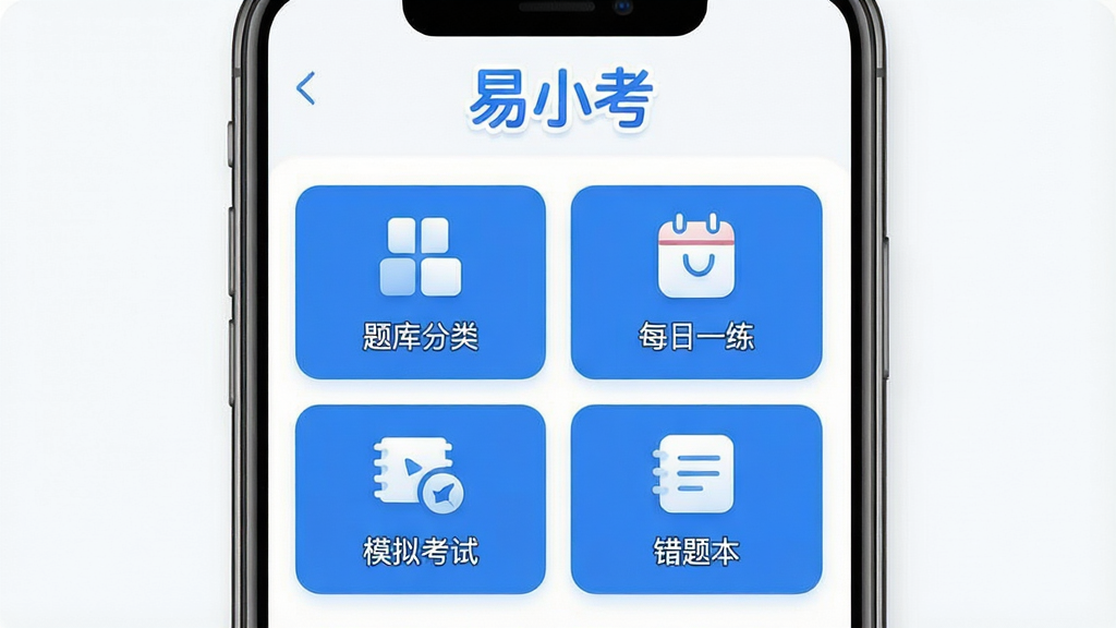 һ��չʾ��С��APP������ĸ����ͼ����������������ࡱ����ÿ��һ��������ģ�⿼�ԡ��������Ȿ���ĸ���Ҫ���ܿ�Ƭ�����������ִ�������ɫ�Ͱ�ɫΪ��ɫ����ͼ������Բ�󣬱����ɾ��޶���Ԫ�أ�����������ͻ���������ơ���С����LOGO���ڶ�������