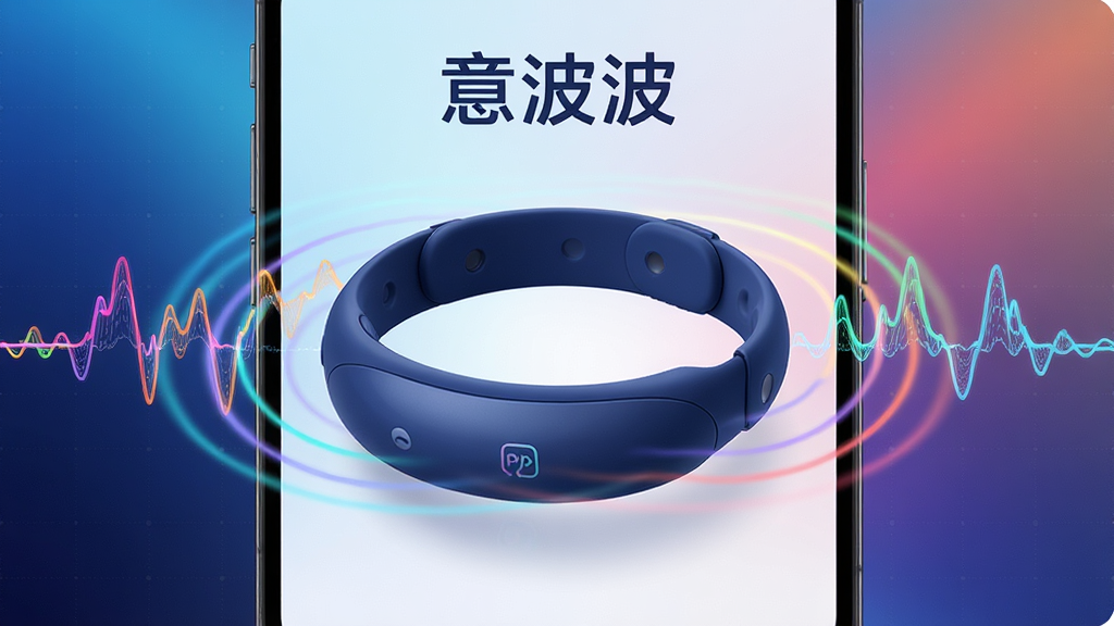 һ��չʾ�Ⲩ��APP������ĸ�������ͼ������������ʾһ�����ʱ�е�����ɫͷ���豸����Χ�����Ŷ�̬�Ĳ�ɫ�Ե粨�źŲ��ƣ�����Ϊ�Ƽ���ʮ��Ľ����Ч���������ִ���רҵ������δ���У����������ɾ����޶���Ԫ�أ�ͻ�����Ⲩ����Ʒ�Ʊ�ʶ��