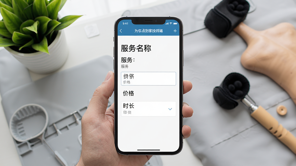 ��������Ϊ��㵽�Ҽ�ʦ�˵ķ�����Ŀ�༭ҳ�棬�ֻ���Ļ����չʾ�������ơ��۸��������ʱ��ѡ���������ǳ��ɫ����̨�棬������ֲ�밴Ħ���ߣ��������Լ��ʵ��ͻ���������棬���ʸɾ�������