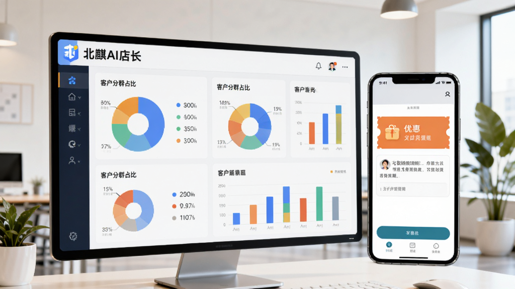 ��������Ϊһ�Ŵ��С�����AI�곤��LOGO��Ӫ�����ݿ��壬�������ж������ͼ����״ͼչʾ�ͻ���Ⱥռ�ȣ��Ա����ֻ��������Ż�ȯ���ѽ��棬����Ϊ�������ִ��칫��һ�ǣ�����ֲ��׺����Ʊ�ƽ����ɫ�����£������������޶�������