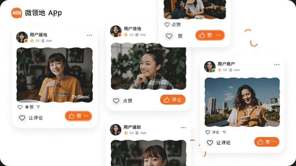 ΢���APP������̬ҳ�棬�����û�������ͼ�����ӡ��������۰�ť�������԰�ɫΪ�ף����Գ�ɫ���������ӿ�ƬԲ����ƣ����ִ������£����������ʱ�У����ʸɾ���