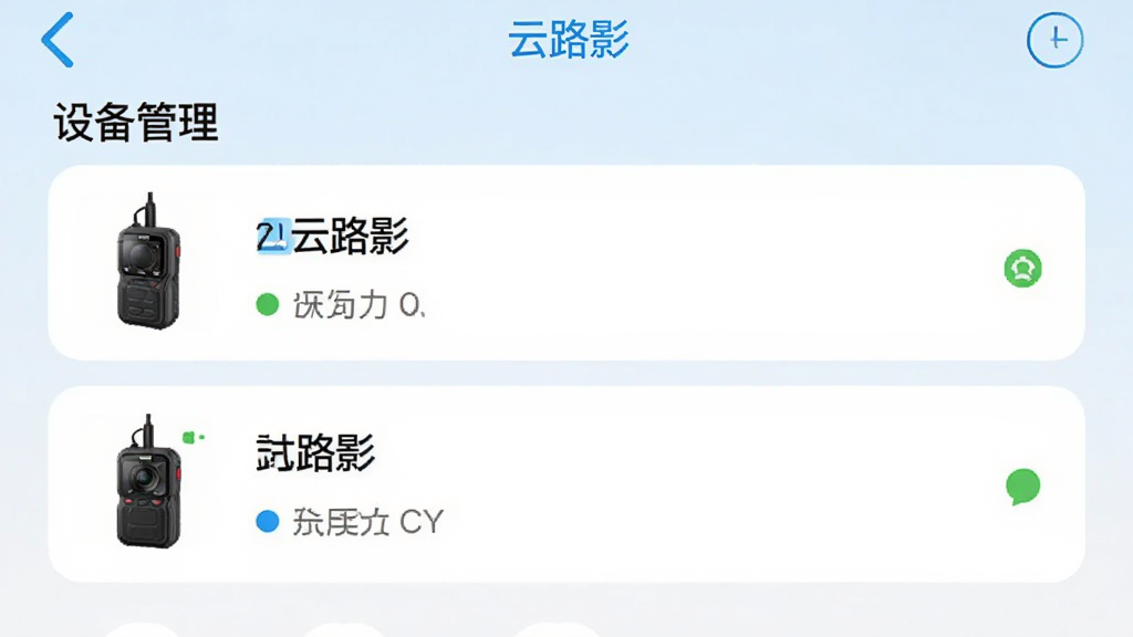 ����Ϊ�ֻ�APP����ҳ�棬��ʾ���豸�������б���������̨��ͬ���Ƶļ�¼���豸������ΪiPhone����б����֣�ÿһ�����豸����ͼ��״̬ͼ�ꡣ�Ű������������ˬ��ϸ�ڰ�������·Ӱ��Ʒ��ɫ��׺������Ϊ�������䣬���ʸɾ����޶���Ԫ�ء�