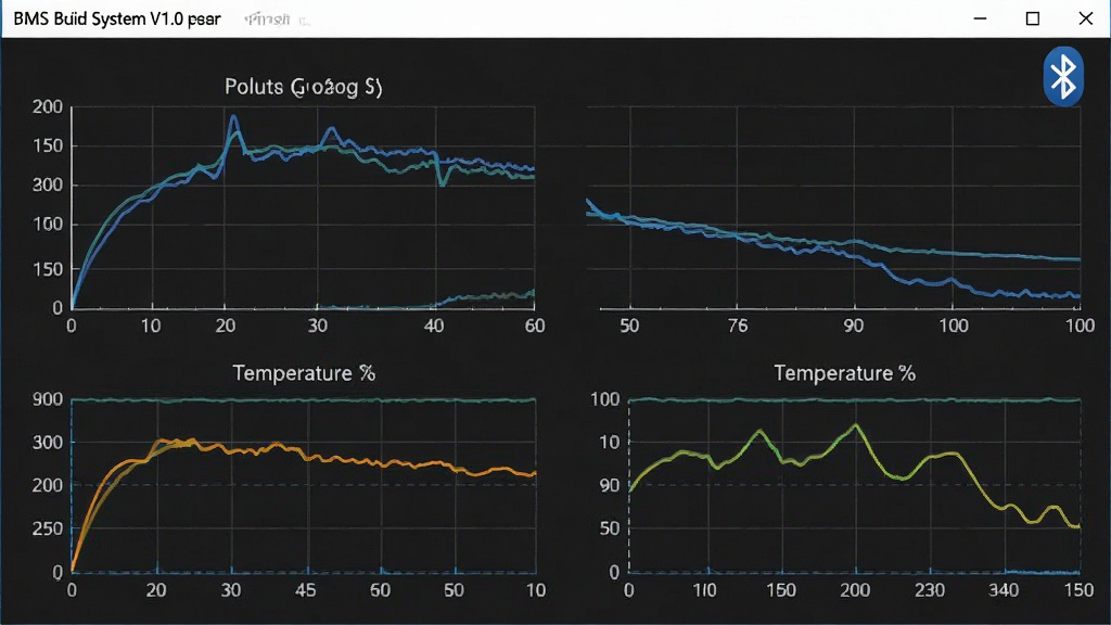 ����һ��BMS���ϵͳV1.0�������߽����ͼ��������ѹ�������¶����ߣ�����������������ƽ����������ɫ�������Ͻ���ʾ��������״̬ͼ�꣬���ʸɾ�רҵ
