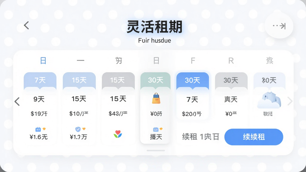 ���ü�����APP�������ײ�ѡ��ҳ�棬������������ʽ������ģ�飬�������һ����л�7��/15��/30��ѡ��Ű潫��������ڡ���Ϊ�������⣬��������ִ���ϸ��չʾ�۸���ϸ�����ⰴť�����ʸɾ��������޶���Ԫ��