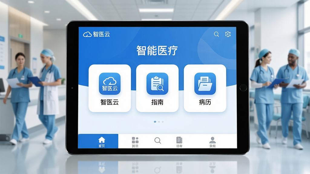 ���壺��ҽ��Ӧ�ý�����ƽ�������չʾ������Ϊ�ִ�ҽԺ���������֣�����Ϊ����ģ��ͼ�꣨���ԡ�ָ�ϡ����������·��е��������Ű棺�������࣬ͼ���������룬ɫ��������Ϊ�������дʵ3D��Ⱦ��񣬹�Ӱ��͡�ϸ�ڣ�Ӧ��ͼ���ϱ��С���ҽ�ơ���������Ļ����ʾ������ҽ�ơ����֣�������ҽ����Ա�߶������ʣ����壬�ɾ����޶���Ԫ�ء�