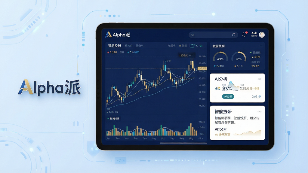 ���壺һ����Ϊ��Alpha�ɡ�������Ͷ���������棬��ʾ��ƽ������ϣ���Ļ��չʾ��ƱK��ͼ�������Ǳ��̡�AI����ժҪ��Ƭ�����֣�ƽ��λ�ڻ������룬��Χ���Ƽ���ǳ��ɫ�Ƽ��б���������������ġ�Alpha�ɡ�Ʒ���������Ű棺���沼������������ͼ����������Ϣ�������С�����ִ���ƽ����ƣ���Ͻ��ڿƼ��У�ɫ������������ɫ�ͽ�ɫ��׺��ϸ�ڣ���Ļ��ͼ����ע��Alpha�ɡ�Logo�͡�����Ͷ�С�����������ɾ����������ʣ�8K�����壬ϸ����Ⱦ���޶���Ԫ�ء�