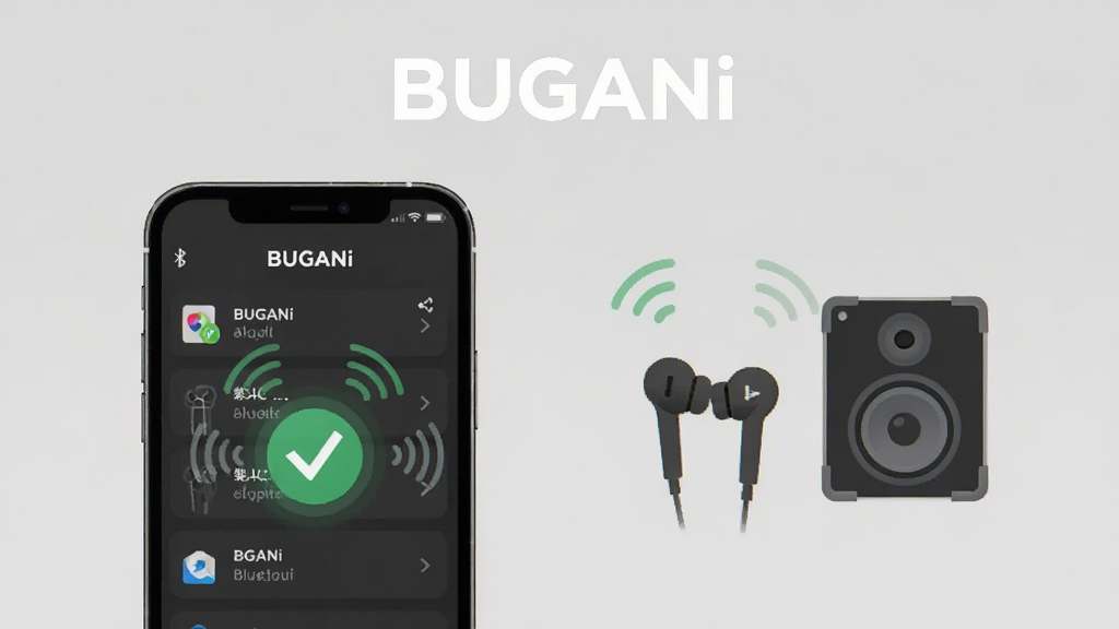 ��������Ϊ��BUGANi��������Խ��棬����ֻ���Ļչʾ�豸�б����Ҳ����������ͼ�긡��������ǳ�ң��Ϸ��С�BUGANi����ɫLogo���Ű��࣬ǿ�����ӳɹ�����ɫ�Թ�������ƽ����ϸ�ڰ����źŲ��ƣ����ʸɾ����޶���Ԫ�أ����ֽ����֡�BUGANi����