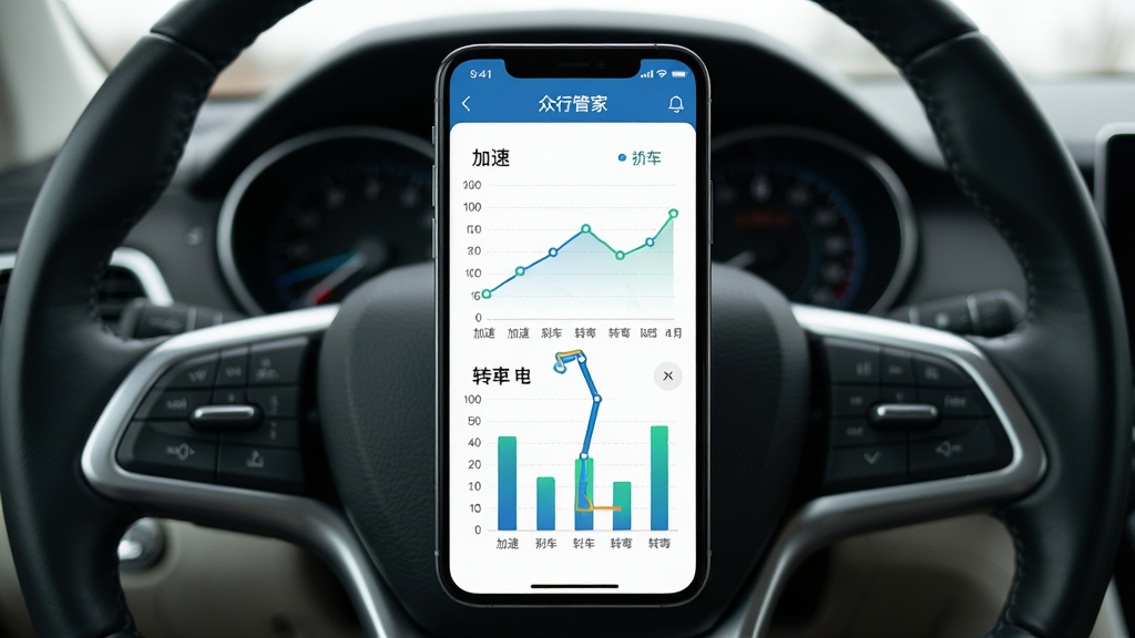 ��������Ϊ�ֻ���Ļչʾ���йܼ�APP�ļ�ʻ����ҳ�棬����ͼ����״ͼչʾ���١�ɲ����ת������ݣ���ͼ�켣��·����������Ϊ��������д�����ֲ������ĶԳƣ�����ִ���Լ������ɫ���ݿ��ӻ�Ԫ�أ�����ע����ȷ�����ʳ��壬������Ԫ��