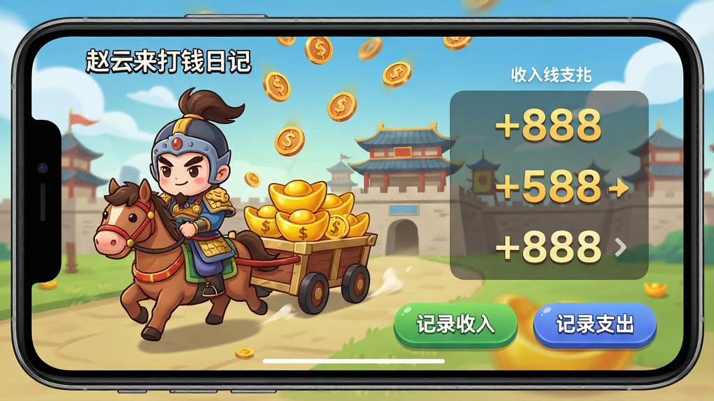 ���壺�����ֻ�����չʾ����������Ǯ�ռǡ����˶�������Ļ�����ƿ�ͨ��ɫ�������ܣ���������һ����Ԫ�������֣����Ϊ��ɫ�������Ҳ�Ϊ���������������棬����Ϊ�Ŵ��ǳأ��Ű棺�����·��С���¼���롱����¼֧����������ť����񣺶�̬2D������񣬽�ɫ����Q��ɰ���ϸ�ڣ���Ԫ���ϴ��С�$�����ţ�����������ʾΪ��+888�������Ʈ��ͭǮ�ꣻ���ʣ�������̬�У��ɾ����޶���Ԫ�ء�