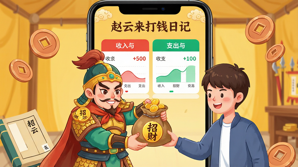 ���壺һ����Ϊ����������Ǯ�ռǡ��������ֻ�Ӧ�ý��棬��Ļ����ʾ��ͨ�����������ƽ�������������һ����ҵݸ��ִ������ˣ����֣��ֻ�������У�����������ɢ���ͭǮ���˱�Ԫ�أ�����Ϊů��ɫ�Ŵ���Ӫ�˷�����Ű棺���涥���С���������Ǯ�ռǡ����ֱ��⣬�·�����չʾ������֧���ķ���ͼ������񣺹����廭���ִ���ƽ��UI��ϣ�ɫ�������������ɾ���ϸ�ڣ������ӡ�С��вơ�������ͼ���ú�����ɫ������֧�����廭�������Ȥ�����ʣ�������Ⱦ���ɾ����޶���Ԫ�ء�