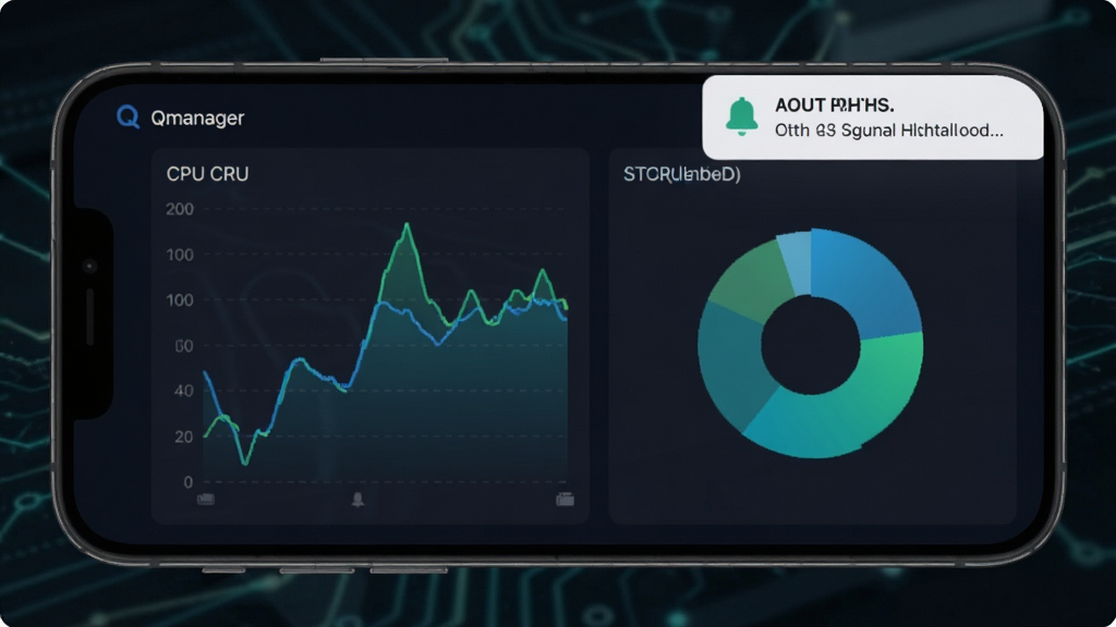 Qmanager ϵͳ��ؽ���Ԥ��ͼ���ֻ���Ļ����ʾ CPU ���ڴ�ʹ���ʵ�����ͼ���洢������ͼ����������ɫ�����������ɫ������������Ϣ�������������Ͻ���ʾʵʱ����֪ͨ������Ƽ���ǿ���ɾ������޶���Ԫ��