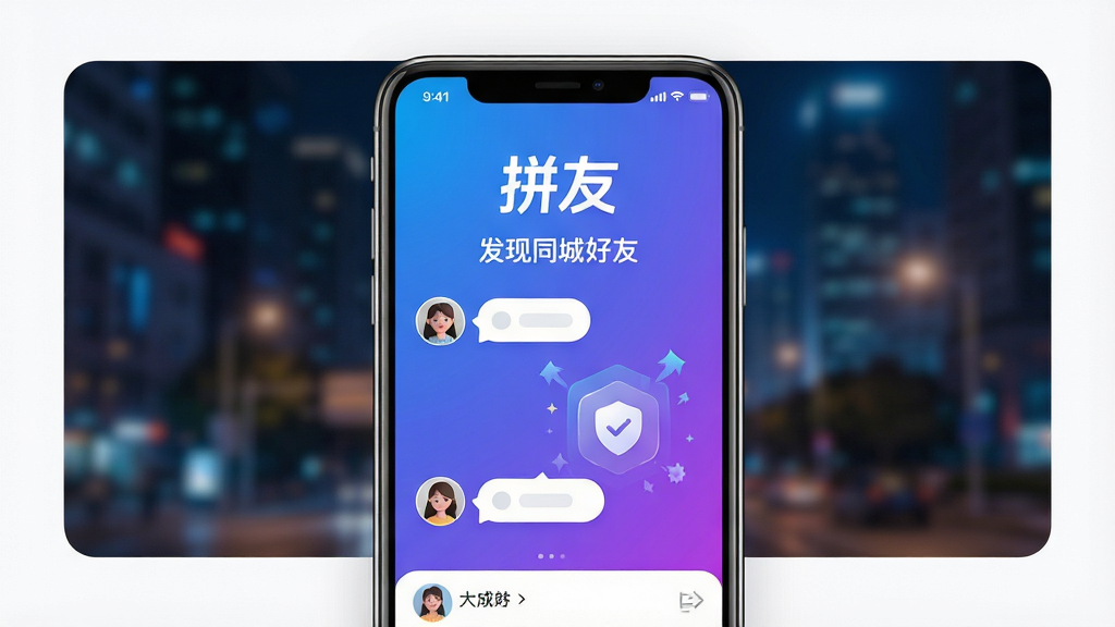 ���壺һ����Ϊ��ƴ�ѡ����ֻ��罻Ӧ�ý���չʾ���ֻ���Ļ������ʾ��ƴ�ѡ�logo�͡�����ͬ�Ǻ��ѡ����������֣��ֻ����У���Ļ��ǰ������Ϊģ���ĳ���ҹ�����Ű棺�ֻ���ͼռ���壬��Ļ��UIԪ�������ɱ棬��Χ���ף�����ִ��Ƽ��У�ɫ��������������ɫ����Ϊ����ϸ�ڣ���Ļ�����û�ͷ�����ݺ�ƥ��ɹ�����Ч�������ʣ�8k���壬�ɾ����޶���Ԫ��