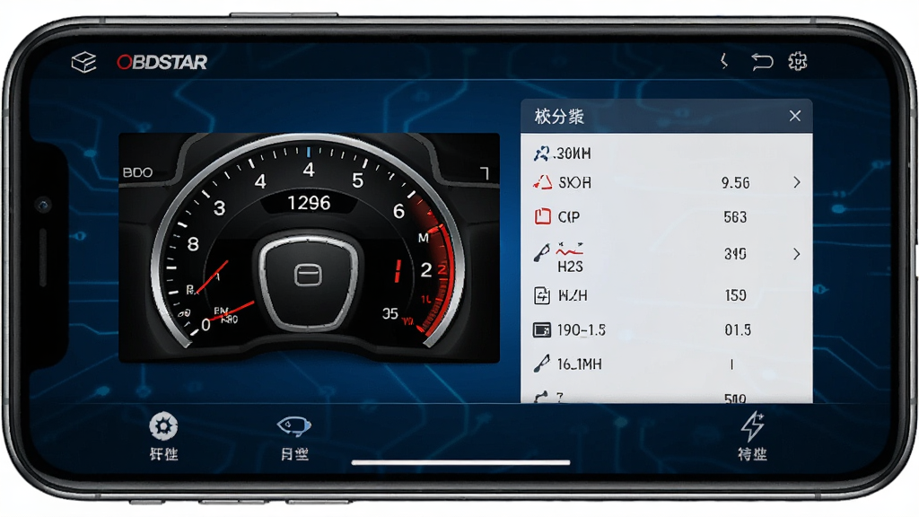 OBDSTAR����������������棬�ֻ���Ļ��ʾ�����Ǳ���������������б��������࣬�����Ƽ�������ͼ�����������ʸɾ����޶���Ԫ��