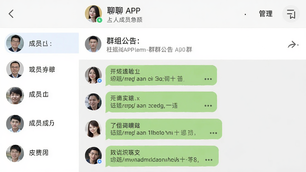 ����APPȺ��������棬������ʾȺ�������Ա�������·�չʾȺ���漰����Ⱥ��Ա��Ϣ�������г�Ա�б���Ⱥ�������ͼ�ꡣ������Ƽ�࣬ɫ�����ţ������������޶���Ԫ�ء�