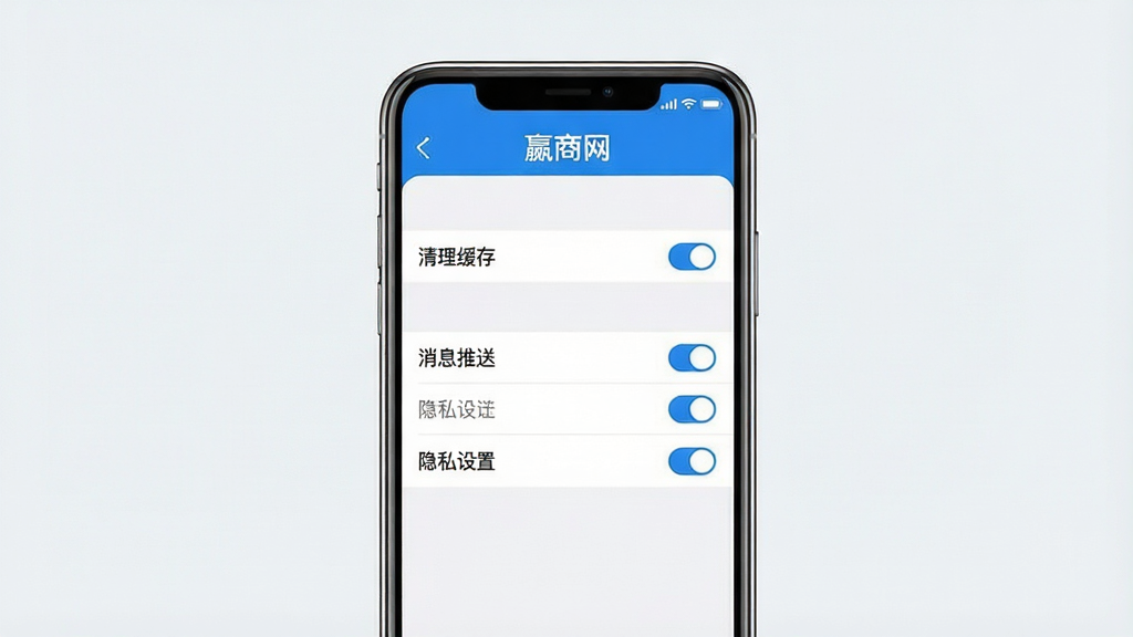 һ�������ֻ�������Ӯ����APP�Ļ��棬��Ļչʾ���ò˵����������������桱������Ϣ���͡�������˽���á���ѡ��������ֻ���Ļ��д������Ϊ���Ĵ�ɫ�����־��жԳƣ��Ű�Ϊ�б�ʽ�����������¼�࣬ɫ������ɫ�Ͱ�ɫΪ����ϸ�ڰ���ÿһ��Ŀ���ͼ�ꡣ���ʸ��壬�ɾ����޶���Ԫ�ء�