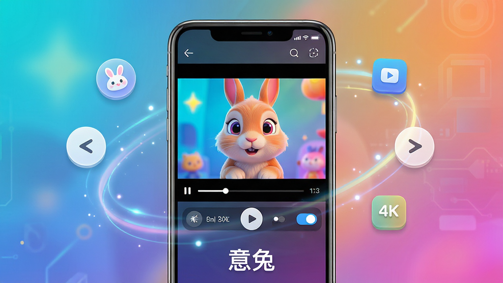 ���壺����App�Ľ���չʾ���ֻ���Ļ��ʾ������Ƶ���Ż��棬��������ɫ�����ޣ����֣��ֻ����У���Ļ������ڣ���Χ��΢���Ķ�̬��Ч�벥�ſ��ư�ťͼ�껷�ƣ��Ű棺����ͻ��������Ϊ����ɫ�Ƽ��з�Χ���ײ��С����á���������������ִ���ƽ���������ϸ�ڣ�����ͨ͸��ϸ�ڣ�����������Ž�������������ѡ�񡢵�Ļ���ص�Ԫ�أ�����ϸ�壻���ʣ�4K���壬�ɾ����޶���Ԫ��