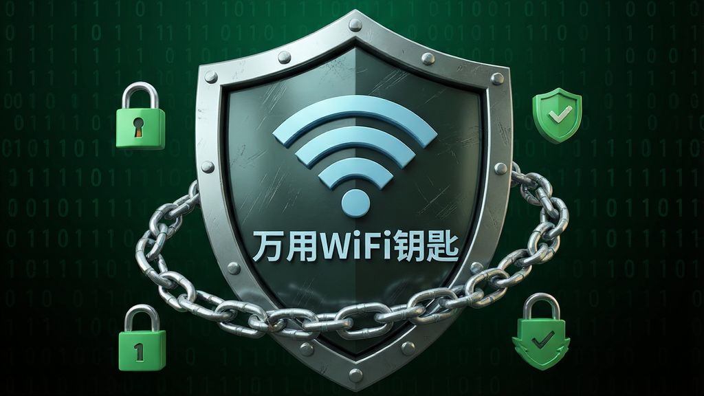 ���壺һ���޴�Ķ���ͼ�꣬������Ƕ��WiFi�źź͡�����WiFiԿ�ס���������Χ���������ݼ�����������ɫ��ȫ��֤��ʶ�����֣����ƾ��У�����Ϊ����ɫ���ɫ����ĿƼ����������Ű棺�Ӿ����ļ����ڶ����ϣ�������ϸ΢�Ķ�����������װ�Σ����3D��Ⱦ��񣬸����ʸУ�ϸ�ڣ����Ʊ�����ϸ΢�Ļ��ۺ͹�Ӱ���䣬͹�Լ�̸У��������ƽ��ܣ����ʣ������壬�ɾ������