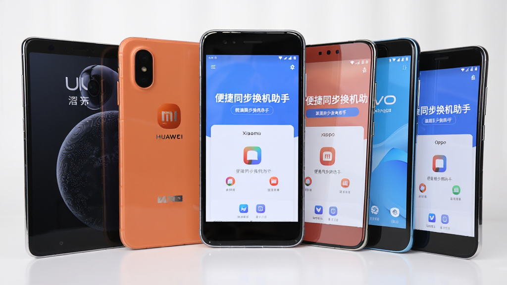 ��������Ϊ��Ʒ���ֻ�ģ�����гɻ��Σ�������Ϊ��С�ס�OPPO��vivo�ȣ�ÿ���ֻ���Ļ��ʾ�����ͬ���������֡����棬���ֲ��û������У����дʵ��ϸ�ڰ����ֻ�Ʒ��logo������Ȩ��ʶ�����ʸ��壬����ǳɫ�ɾ�
