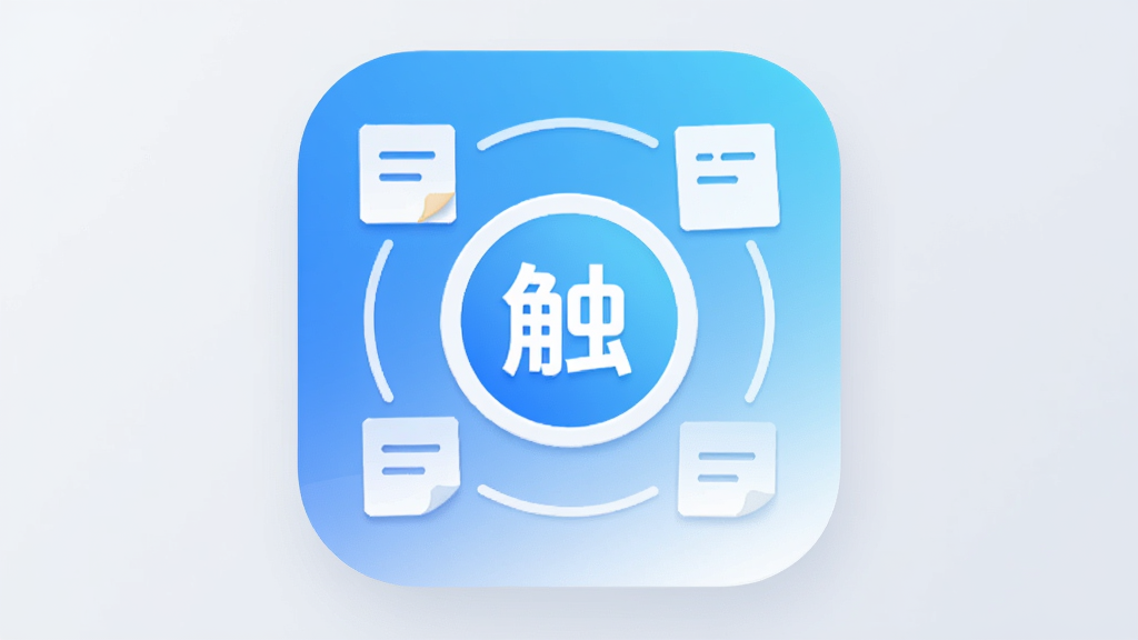 ��������չʾ������ʼǡ�APPͼ�꣬ͼ����ñ�ƽ����ƣ���ɫ��Ϊ���µ����׽��䣬ͼ��������һ�������Բ�Ρ����㡱���ţ����ܻ����ż��������ͱ�ǩԪ�أ�����Ϊ��͵�ǳ��ɫ�������������죬�߷ֱ��ʣ��ɾ��޶���Ԫ�ء�