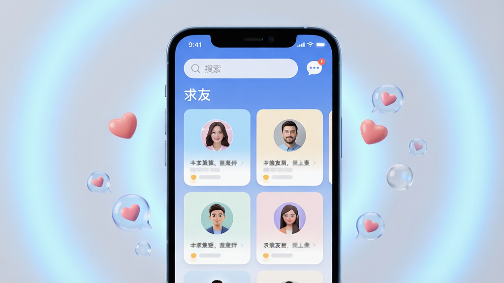 ��������Ϊһ�������ֻ���Ļռ�ݻ������ģ���Ļ��������ʾ�����ѡ�APP�Ľ��棬�������ж���û�ͷ��Ƭ���У�����������������Ϣͼ�ꡣ�ֻ���������͵�ǳ��ɫ���κ�Ư����С���ġ�����Ԫ�ء����岼�ֲ��þ��жԳƹ�ͼ���ֻ���Ļ����Ϊ�Ӿ����㡣�Ű����ִ���Լ������Ԫ����������ͼƬ���Ϊдʵ3D��Ⱦ���UIչʾ��ϸ�ڷḻ����Ӱ��͡����ʸ���ϸ�壬�ɾ��޶���Ԫ�ء�