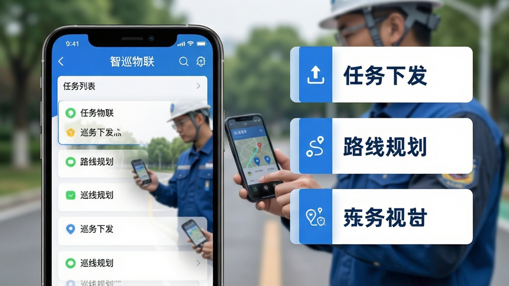 ���壺��Ѳ����APP�������б������ͼ���չʾ������Ϊģ���Ļ���Ѳ�쳡�������֣����Ϊ�ֻ�����Ŵ�ͼ���Ҳ���������˵����Ƭ����ע�������·�������·�߹滮�����������Ű棺ͼ�Ĳ�ï����Ϣ�㼶��������񣺼������磬������ɫ������Ԫ�����롣ϸ�ڣ��ֻ�������ʾ���Ѳ���״̬ͼ�꣬������Ѳ����Ա���ֻ���������Ӱ�����ʣ�������Ⱦ���ɾ����޶���Ԫ�ء�
