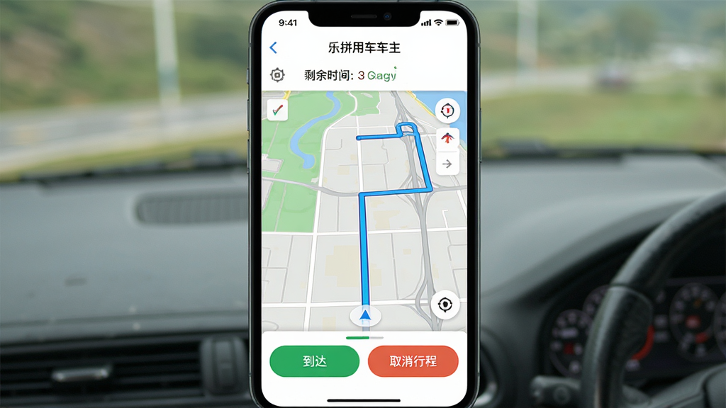 չʾ����ƴ�ó�������APP���������ͼƬ����Ļ��ʾ��ͼ·�ߣ�������ʣ��ʱ���������ʾ���·��С������ȡ���г̡���ť����ͼ��ɫ��ˬ��·��������������дʵ��UI���ֺ��������ʸ���