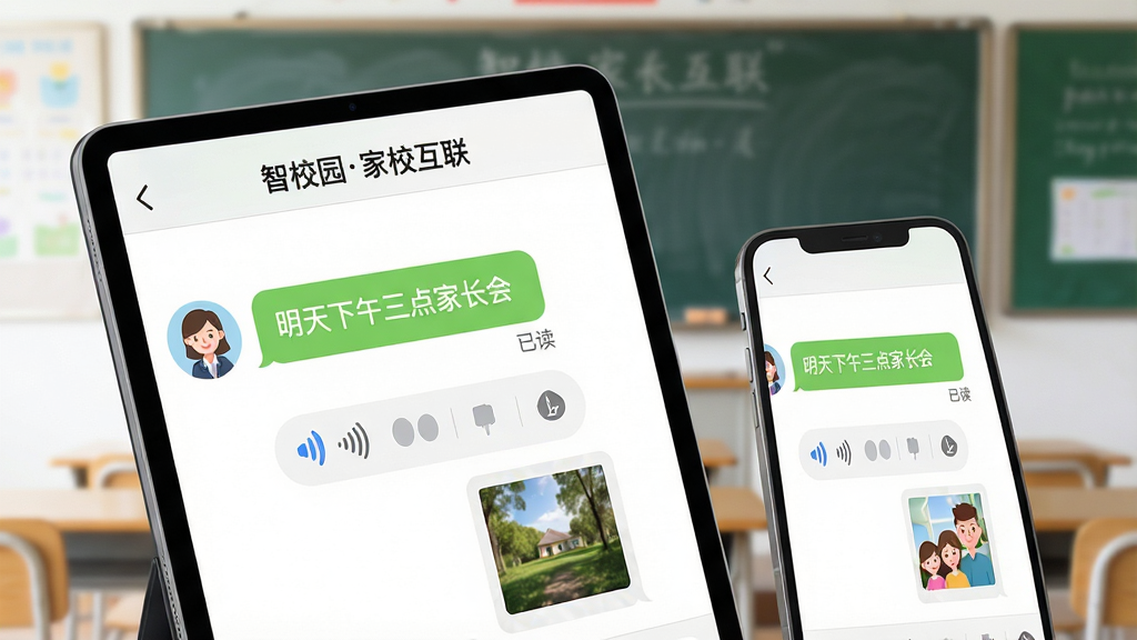 ���壺һ��ƽ����һ���ֻ����ţ���Ļ����ʾ��У԰��������棬�������ʦ���͵�