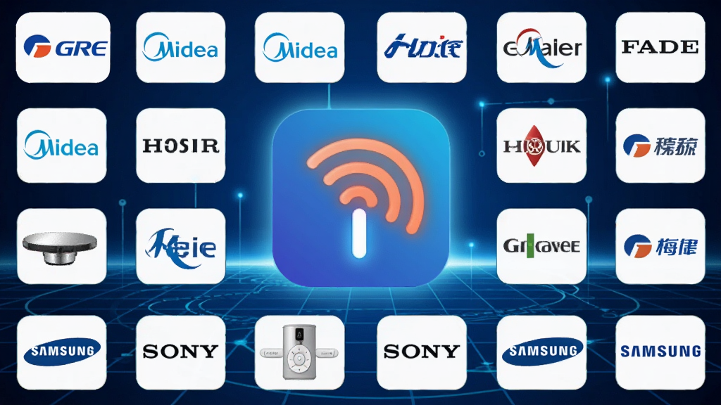 չʾ�����ͨ�üҵ�ң�������䡱����Logo����ּҵ�Ʒ��ͼ�꣨����������ġ����������ᡢ���ǣ��������е�ƴ�����棬������һ������ĺ����ź�ͼ�꣬����Ϊ�Ƽ��е���ɫ�������񣬲��ֹ���������Լ�ִ���ϸ�ڷḻ�����������ɾ���