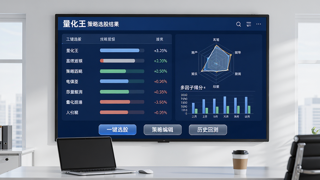 ��������Ϊһ����͵�����ʾ�����ڰ칫��ǽ���ϣ���Ļ��չʾ��������������ѡ�ɽ��ҳ�棬����г���ֻ��Ʊ�������ǵ�����״ͼ���Ҳ���ʾ�״�ͼ������ӵ÷���״ͼ����Ļ�·��С�һ��ѡ�ɡ��������Ա༭��������ʷ�ز⡱������ť������ɫ��Ϊ�������ɫ���䣬�칫��ǰ���ڷűʼǱ������뿧�ȱ����������������Ϊдʵ3D��Ⱦ��ϸ�����������ʸɾ����޶���Ԫ��