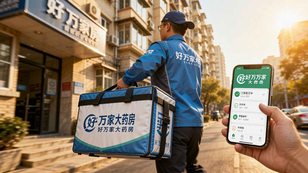 ���Ա����ӡ�С�����Ҵ�ҩ������־�ı����䣬���첽����һ������¥�������������µĳ��нֵ������Ա����ͳһ�Ʒ����ֻ���������ʾ���������У����涯��ʮ�㣬����ůɫ����дʵ��Ӱ��񣬹�ͼ����ͻ�������ʸ���ɾ����޶���Ԫ�ء�