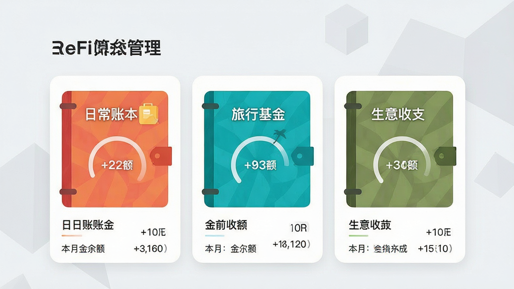 ��������ΪReFi����APP�����˱����������棬��Ļ����չʾ������ͬ������˱���Ƭ���ֱ��ע���ճ��˱����������л��𡱡���������֧����ÿ����Ƭ�·���ʾ��ǰ���ͱ��½��࣬����Ϊ����ɫ����ͼ�Σ���ͼ���ÿ�Ƭʽƽ�̲��֣�����Լ�ִ����˱�������ɫ�������ֶȸߣ�ϸ�ڰ������ν����������֣����ʸ��壬�ɾ��޶���Ԫ��