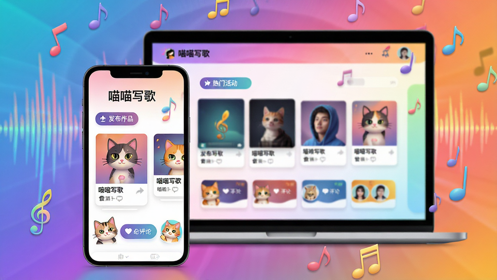 ���壺չʾ������д�衱����ҳ����ֻ���ʼǱ����ԣ���Ļ���и�����Ƭ���û�ͷ�񣻲��֣��ֻ���ǰ�������ں��γ�ǰ��������Ƕ�ʵ�������ɢЧ�����Ű棺�豸��Ļ���������ɱ棬�С�������Ʒ���������Ż����ǩ�����ʱ�л��ã���ɫ�ʽ��䱳����ϸ�ڣ�è����������ڵ��޺����۰�ť�ԣ�����ɢ�����ܣ����ʣ�������Ⱦ���ɾ����޶���Ԫ�ء�