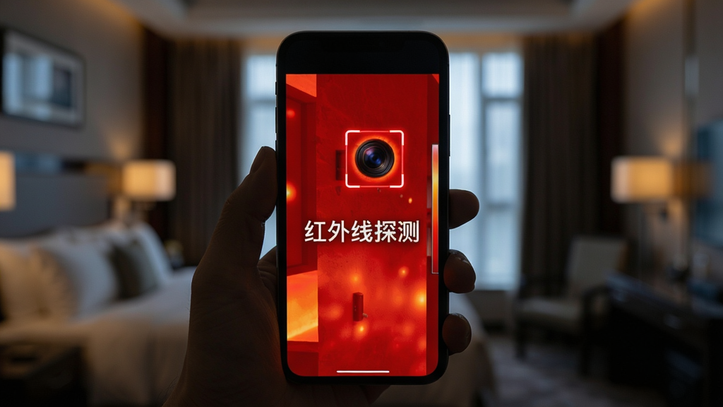 ������̽�������ڰ��⻷����ɨ��ǽ�ڵĻ��棬�ֻ���Ļ��ʾ��ɫ�ͳ�ɫ����ͼ��ǣ�ǽ����һ��С��Բ�ξ�ͷ��������ɫ�������ֻ������û����У�����Ϊ�Ƶ귿��ģ������������ɫ��ƫ����ͻ������ɨ��Ч�������дʵ������������ϸ�ڷḻ���Ű���У����ֱ�ע��������̽�⡱���ɾ��޶���Ԫ�أ�����4K