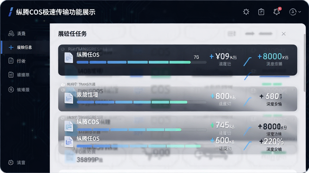 ����COS���ٴ��书��չʾ������Ϊ���������б����棬������ʾ����ļ����д��䣬���������ٶȱ�ʾ�������Ű���������Ƽ��У�ϸ��ͻ��������ٷֱȣ����ʸɾ��������޶���Ԫ��
