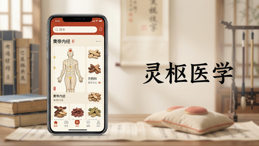 ���壺����ҽѧAPP����չʾ���ֻ���Ļ��ʾ��ҽ����ͼ�뷽���б�����������͵���ʽ�鷿���֣��ڷŹż������������֣��ֻ�����ƫ���Ҳ����׷����֡�����ҽѧ������������������ʽ���Ű棺������ˬ������ͼ�����������Ϸ����������·�������������ִ���ƽ�����ˮīԪ�أ�������ɫ��������ɰ���׺��ϸ�ڣ���Ļ�ڿɼ����Ƶ��ھ����½ڱ����ҩ��ͼƬ����Ӱ��ͣ����ʣ�8K���壬�ɾ����޶���Ԫ�ء�