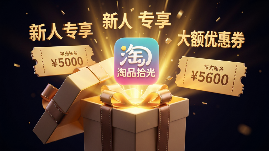 ���壺һ���򿪵�����У�����ɢ������ɫ��â����â�и��ֳ�����Ʒʰ�⡱APP��ͼ���Լ�������ר������������Ż�ȯ���Ƚ�ɫ���������֣������λ�ڻ������ģ���â���Ϸ���������ɢ����ɫ�������з���Ч�����Ű棺���й�ͼ���������Ч�������¡����3D��Ⱦ��񣬹�Ӱ��ЧѤ����������ϲ�С�ϸ�ڣ�����жд�ϸ�ھ��£�ȯ�������������������Χϲ�졢�ջ���ǿ�����ʣ���Ӱ�����ʣ���Ӱͨ͸������ɾ��޶���Ԫ�ء�