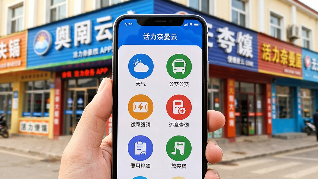 ��������Ϊ�����������ơ�APP�ı��������ҳ�棬�ֻ���Ļ�������������������������ɷѡ�Υ�²�ѯ��Բ��ͼ�ꡣ�ֻ��������ţ�������������Ľֵ�һ�ǣ����������������ơ���ͼ�����ֻ���Ļ������д��ͻ������ͼ��ķḻ��ֱ�ۡ��������дʵ��ɫ�ʻ��ã����ʸɾ����޶���Ԫ�ء�