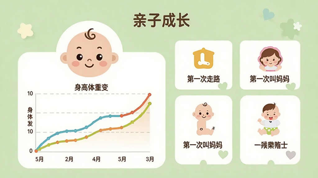 ����չʾ�����ӳɳ���ҳ�棬������һ���ɰ��Ŀ�ͨӤ��ͷ���·�Ϊ��ɫ����ͼ��ʾ�������ر仯���Ա��С���һ����·������һ�ν����衱�ȴ�Сͼ�����̱���Ƭ������Ϊ����ɫ�������ܰ�ɰ�����ƽ����ƣ����ʸɾ����޶���Ԫ�ء�